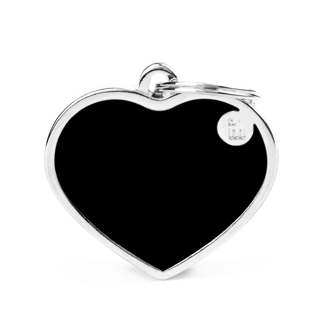 Placas de Identificación Handmade en forma de Corazón Negro My Family — Personalización y Grabado Único