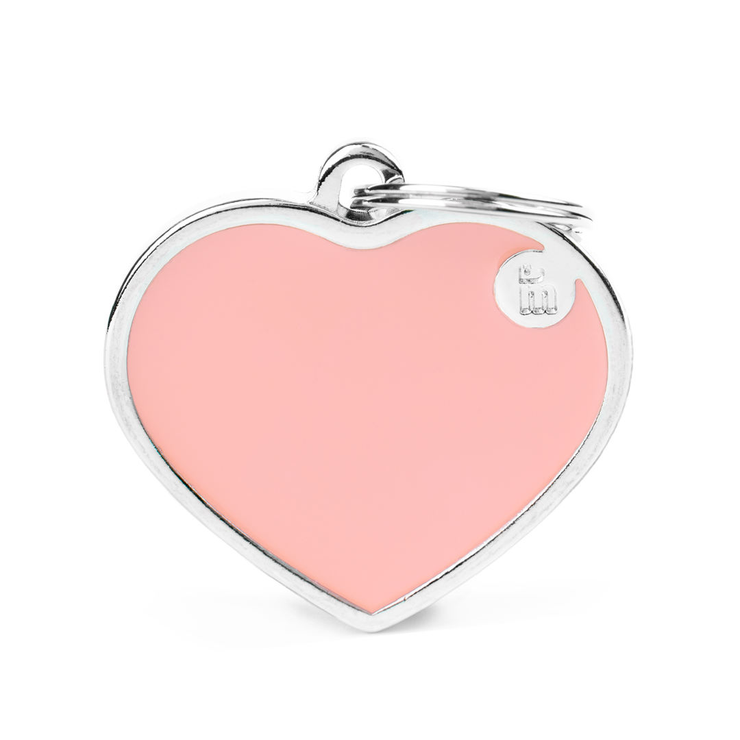 Placas de Identificación Handmade en forma de Corazón Rosado My Family — Personalización y Grabado Único