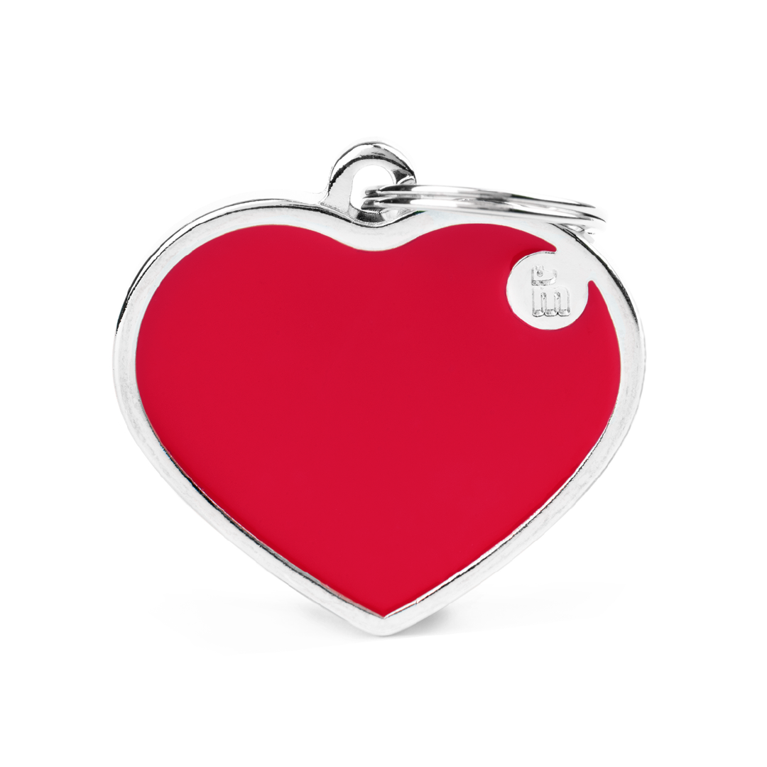 Placas de Identificación Handmade en forma de Corazón Rojo My Family — Personalización y Grabado Único