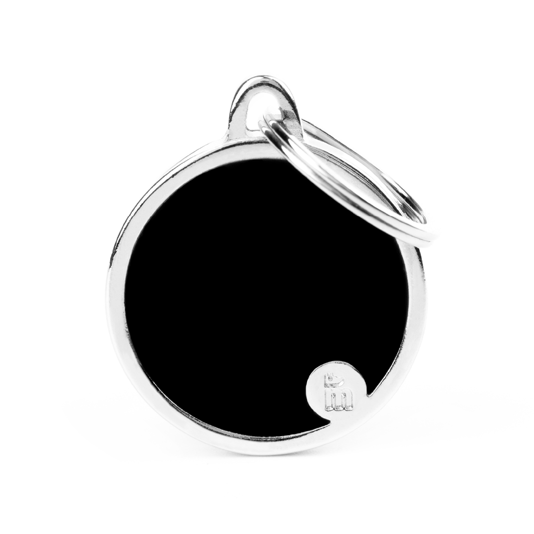Placas de Identificación Handmade en forma de Círculo Negro My Family — Personalización y Grabado Único