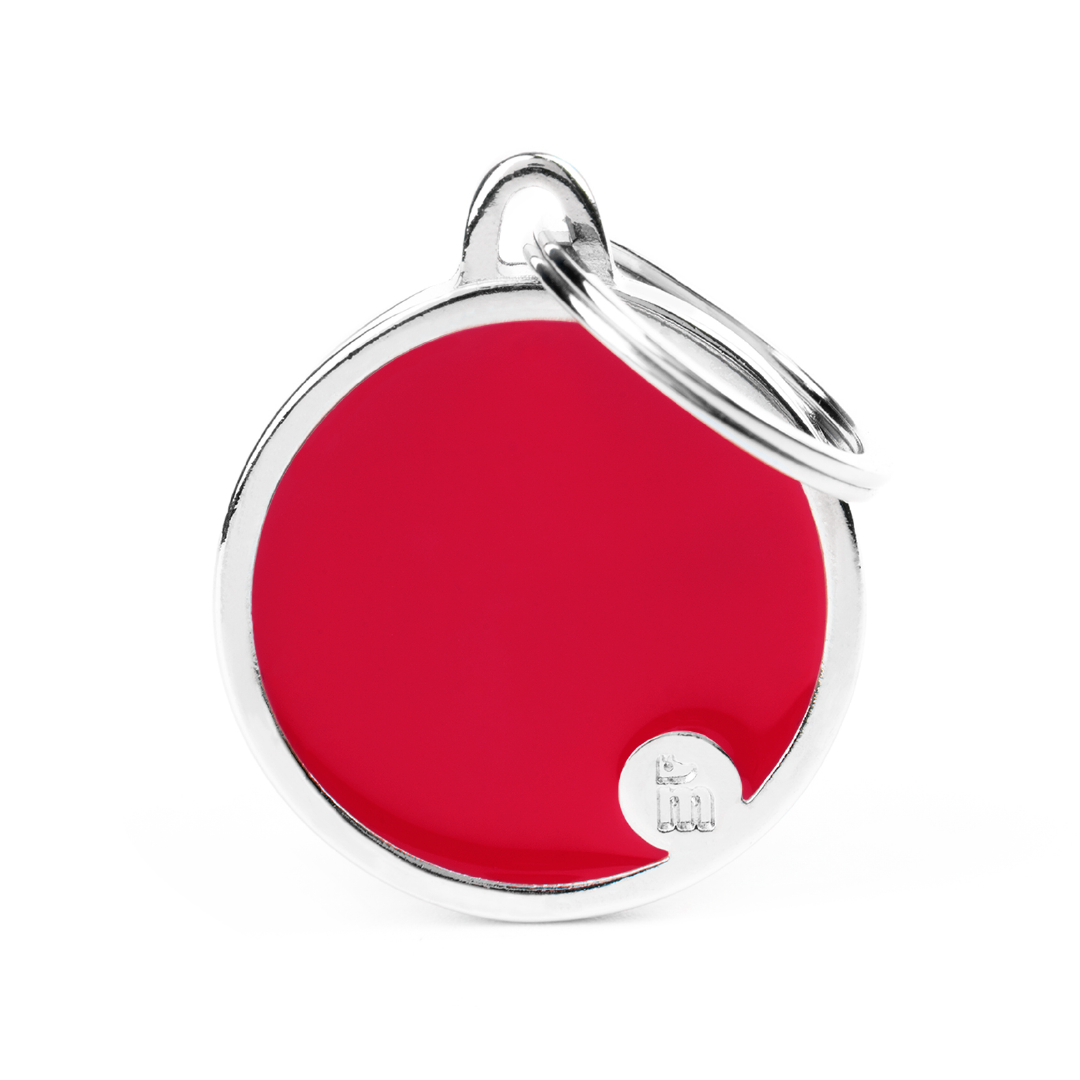 Placas de Identificación Handmade en forma de Círculo Rojo My Family — Personalización y Grabado Único