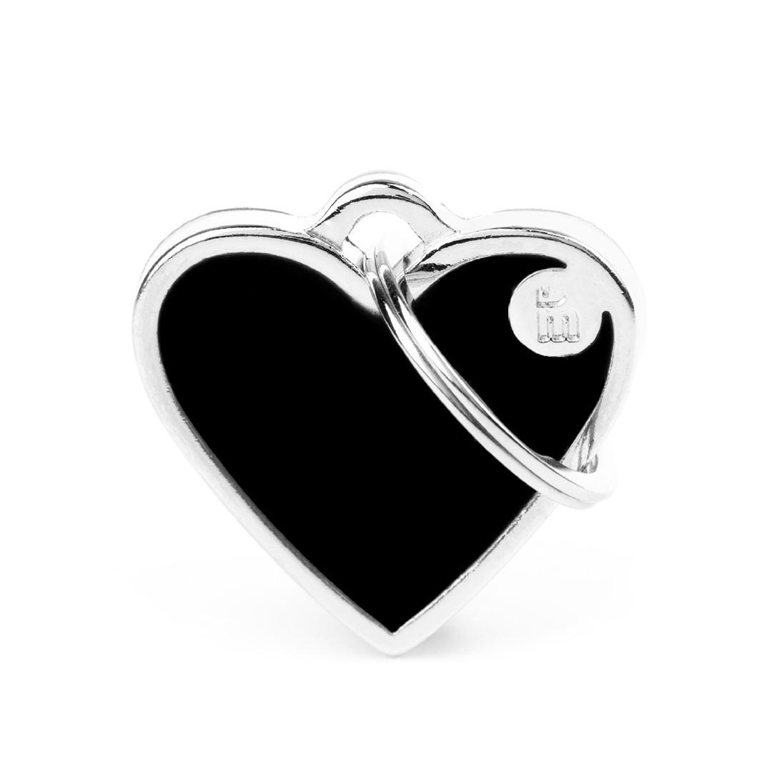 Placas de Identificación Handmade en forma de Corazón Negro My Family — Personalización y Grabado Único