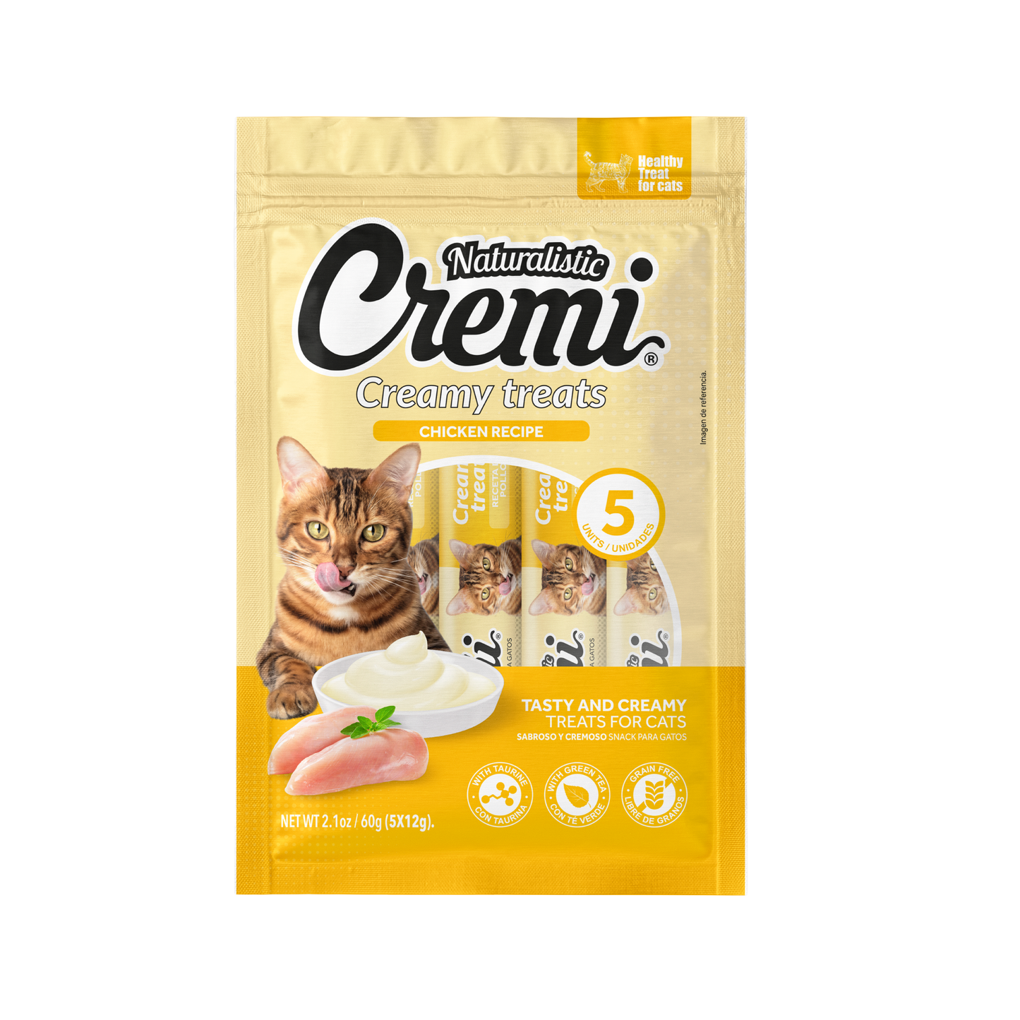 Naturalistic Cremi – Snacks Cremosos para Gatos (Pollo, 5 unidades)