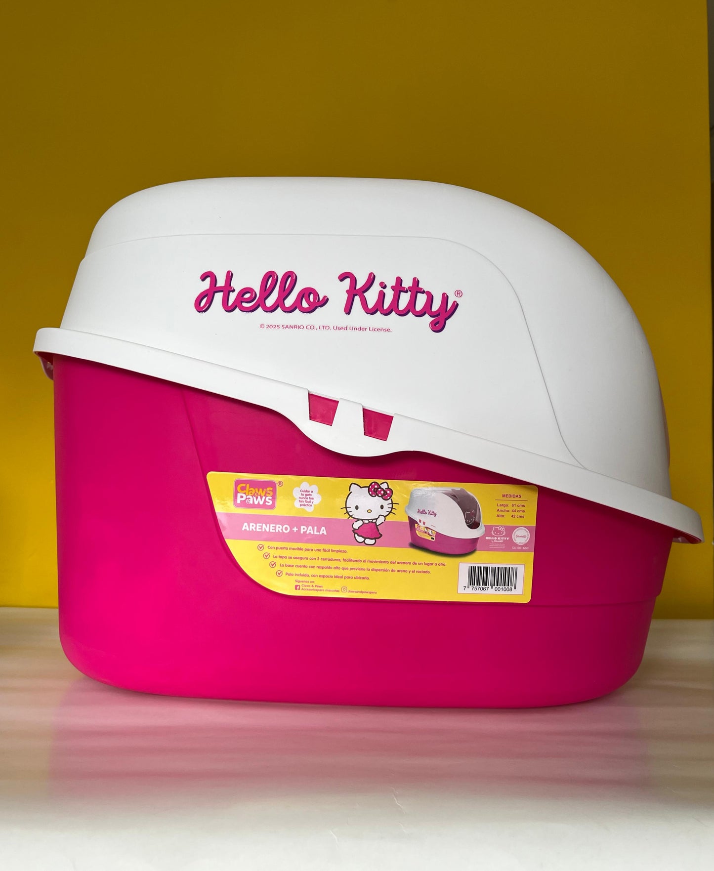 Arenero Cerrado para Gatos Hello Kitty – Diseño Rosa Adorable y Fácil de Limpiar