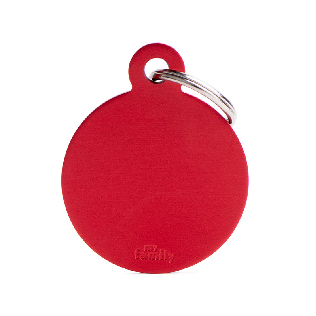 Colección Básica de Placas de Aluminio Circulo Rojo My Family | Identificación Segura para Mascotas