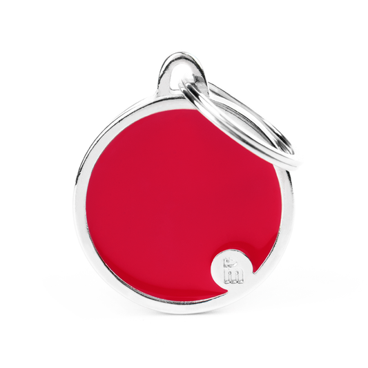 Placas de Identificación Handmade en forma de Círculo Rojo My Family — Personalización y Grabado Único