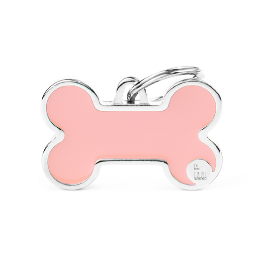 Placas de Identificación Handmade en forma de Hueso Rosado My Family — Personalización y Grabado Único