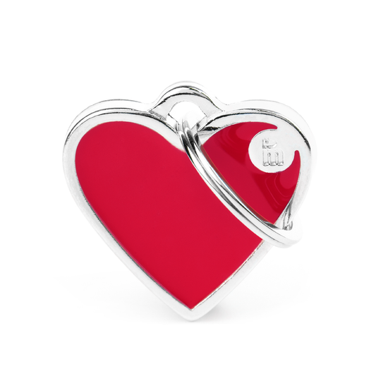 Placas de Identificación Handmade en forma de Corazón Rojo My Family — Personalización y Grabado Único