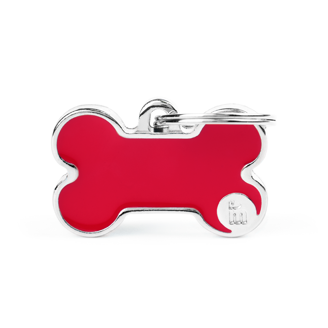Placas de Identificación Handmade en forma de Hueso Rojo My Family — Personalización y Grabado Único