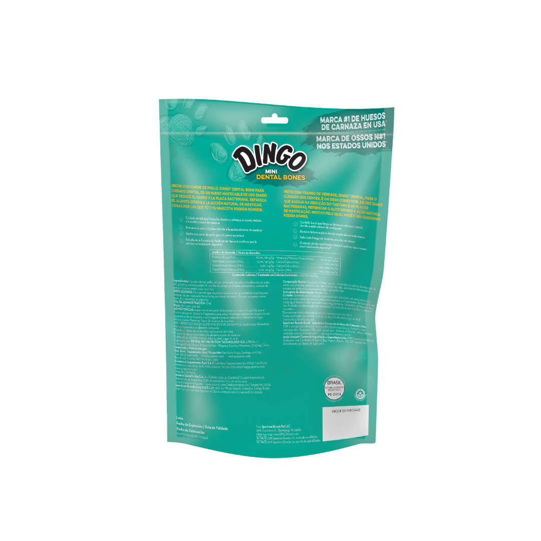 Dingo® Mini Dental Bones – 7 Unidades Cuidado Oral Diario con Sabor Real