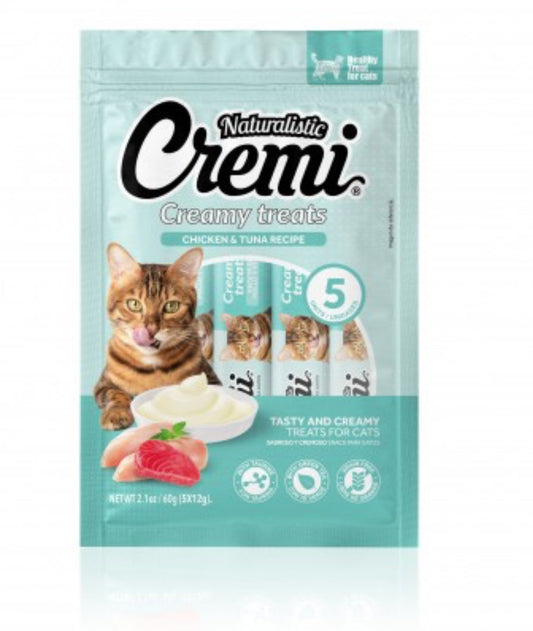 Naturalistic Cremi – Snacks Cremosos para Gatos (Pollo con Atún, 5 unidades)