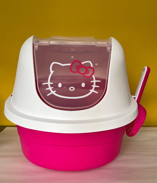 Arenero Cerrado para Gatos Hello Kitty – Diseño Rosa Adorable y Fácil de Limpiar