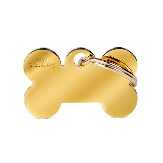 Placas Gold en forma de Hueso My Family – Estilo Dorado con Acabado Premium