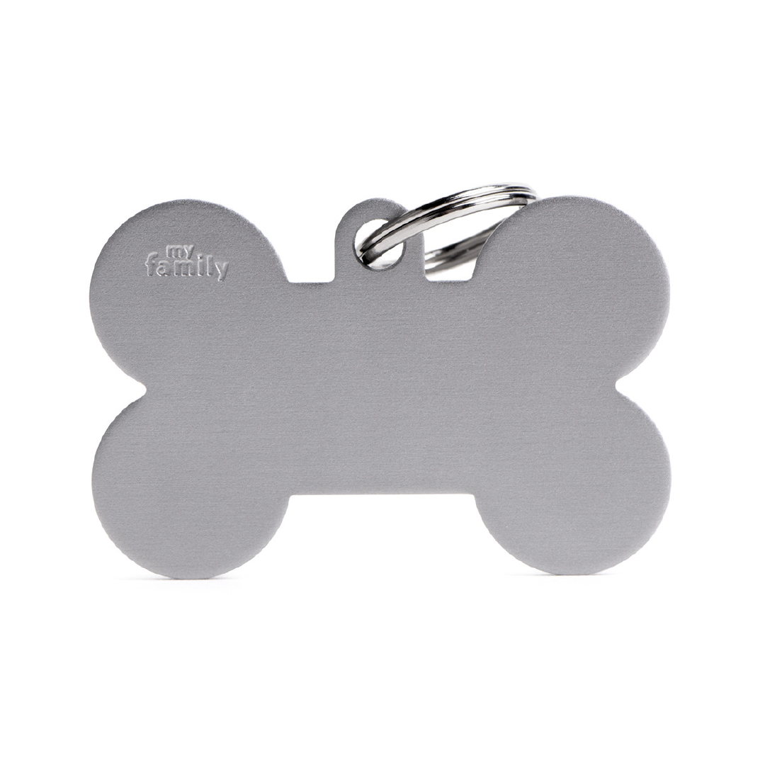Colección Básica de Placas de Aluminio Hueso Plomo My Family | Identificación Segura para Mascotas