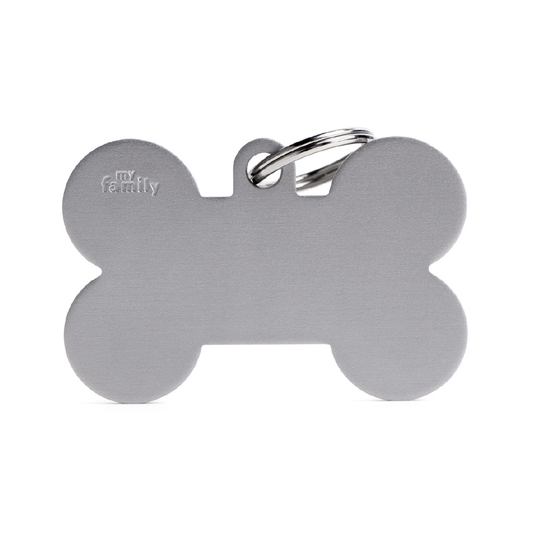 Colección Básica de Placas de Aluminio Hueso Plomo My Family | Identificación Segura para Mascotas