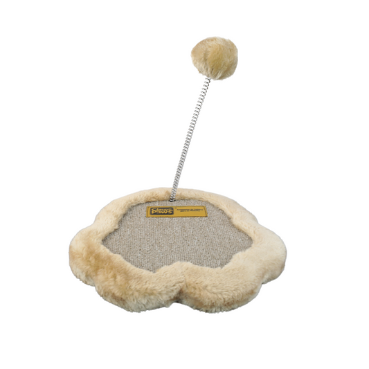 Rascador de Piso para Gato con Pelota – Base Suave y Centro de Yute | Color Beige